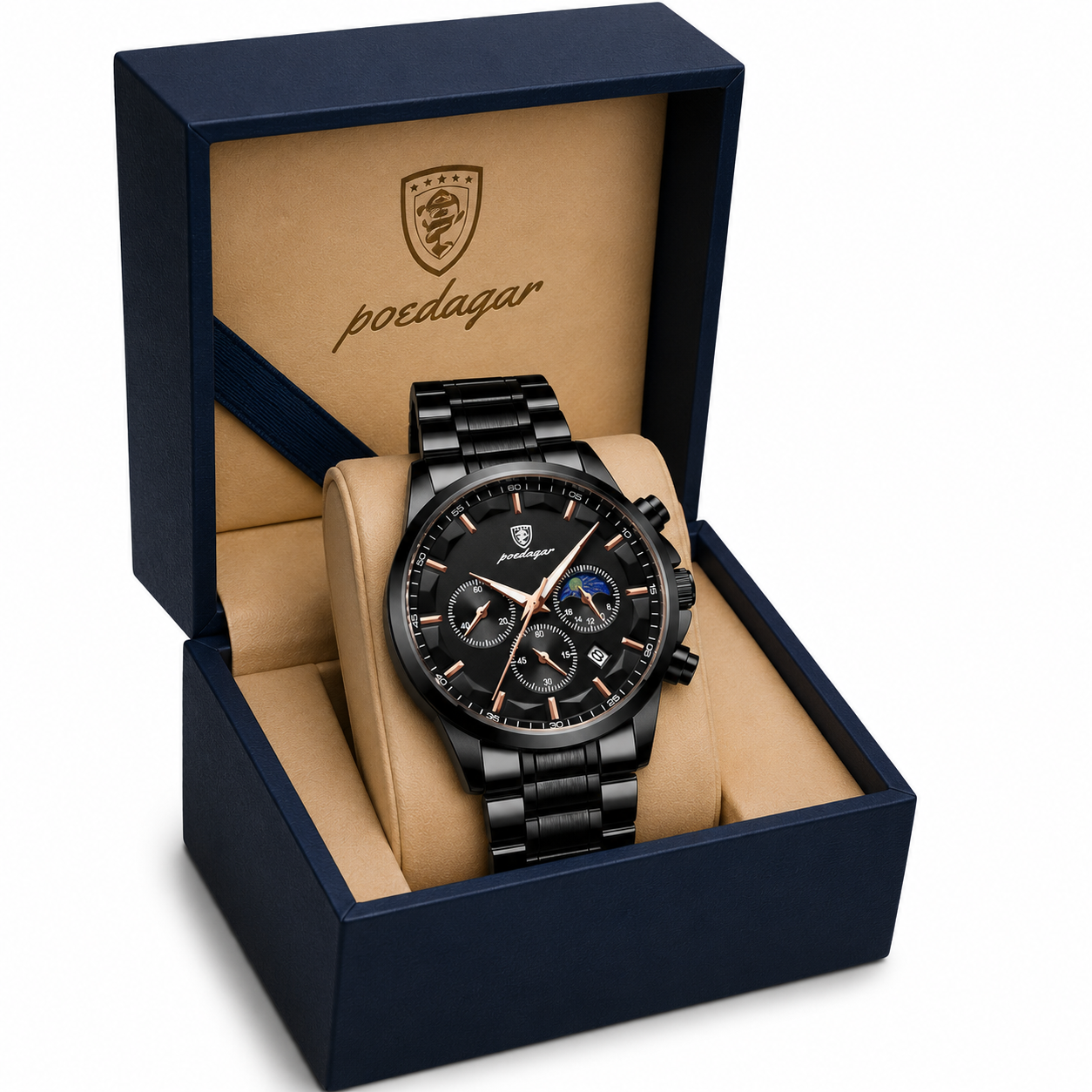 Poedagar Nautilus All Black® Watch - with box