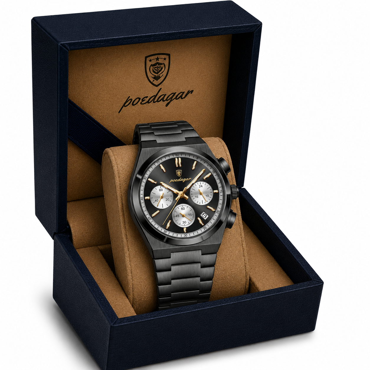 Poedagar Commander All Black® Watch - with box