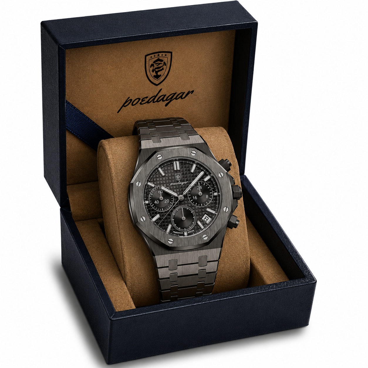 Poedagar RoyalKing OAK All Black® Watch - with box